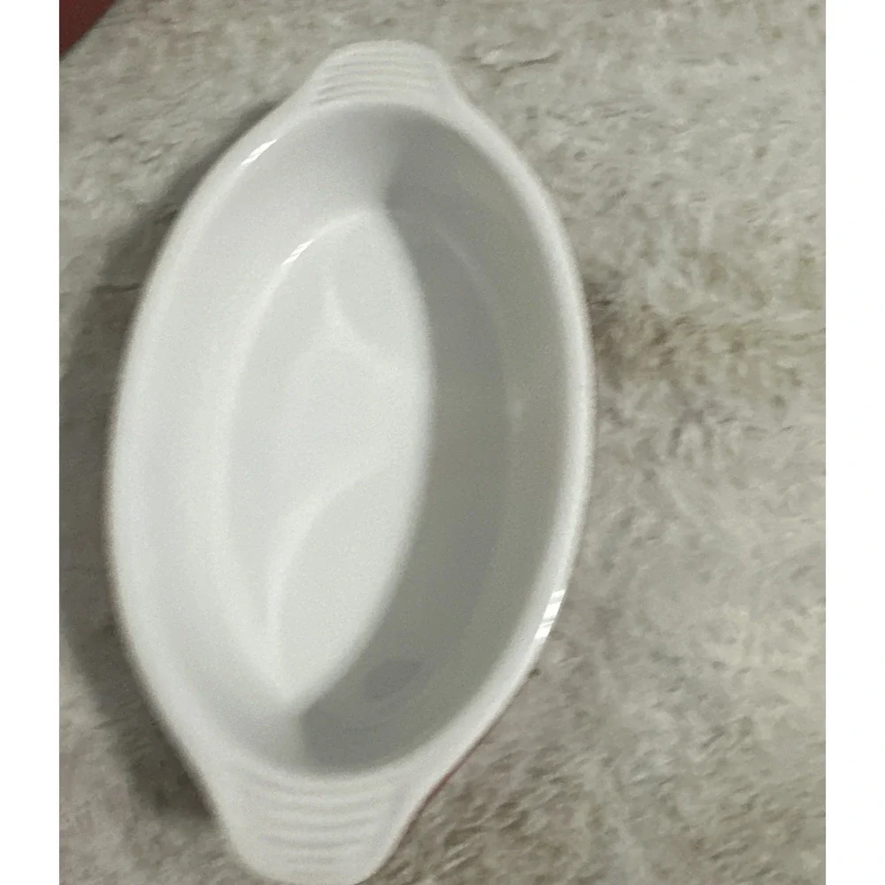 Lodge Red Enameled Stoneware Oval Gratin Baking Serving Dish 9.5